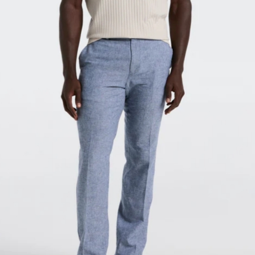 NEW! PERRY ELLIS Men's Slim Fit Flat Front Linen Blend Pants 40×30.
